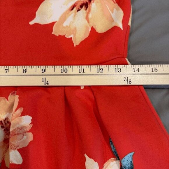 Monteau Los Angeles Mini Dress Coral Floral Print Strappy Stretchy Size Medium - Picture 9 of 11